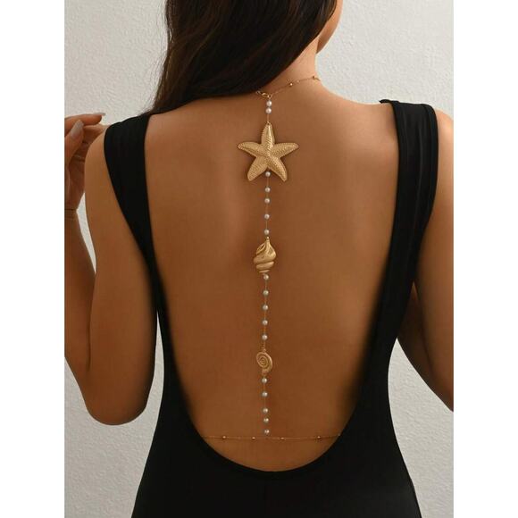 Mermaid, Beach, Starfish, Gold tone Versatile Body Chain [One Size] - Picture 1 of 4